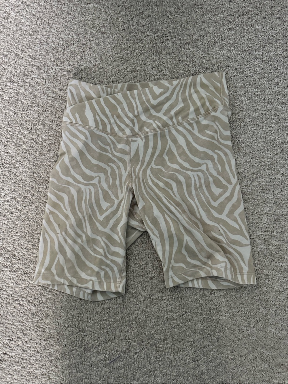 Old Navy Tan and White Zebra-Print Bike Shorts